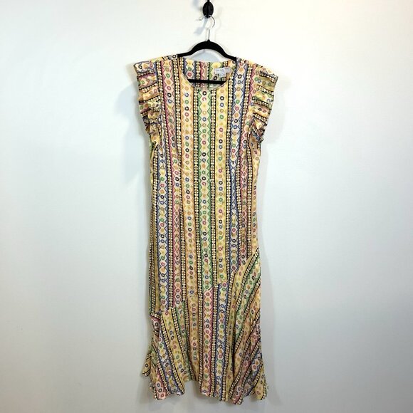 Anthropologie Never Fully Dressed Size 12 Remi Midi Dress Colorful Printed - Picture 2 of 16
